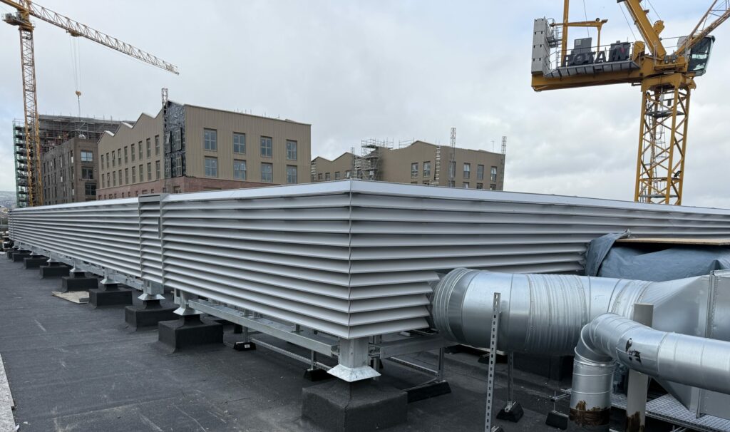Elevation view of BL100 louvre screen, Belfast